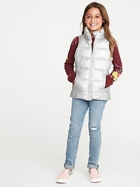 View large product image 3 of 3. Metallic Frost-Free Puffer Vest for Girls