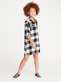 View large product image 3 of 3. Plaid Flannel Utility Shirt Dress for Girls