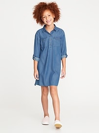 View large product image 3 of 3. Indigo Utility Pullover Shirt Dress for Girls
