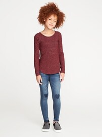 View large product image 3 of 3. Plush-Knit Raglan-Sleeve A-Line Top for Girls