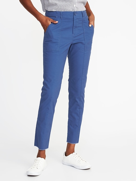 Mid-Rise Raw-Edge Utility Chinos for Women | Old Navy