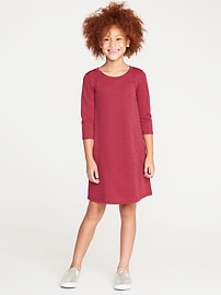 View large product image 3 of 3. Metallic-Stripe Ponte-Knit Swing Dress for Girls