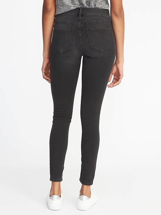 View large product image 2 of 3. Mid-Rise Rockstar Black Super Skinny Jeans for Women