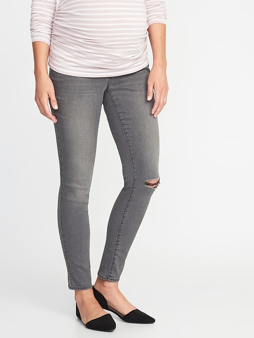 View large product image 1 of 3. Maternity Side-Panel Rockstar Super Skinny Jeans