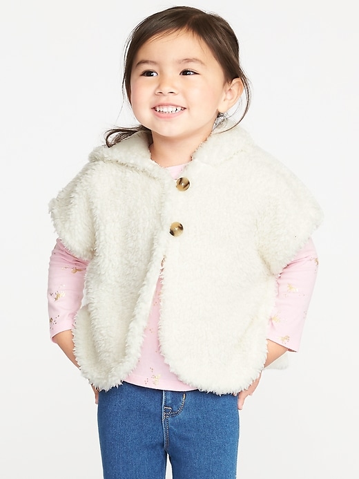 View large product image 1 of 4. Hooded Sherpa Poncho for Toddler Girls