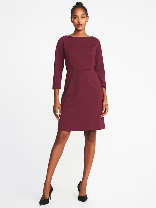 View large product image 1 of 2. Ponte-Knit 3/4-Sleeve Sheath Dress for Women