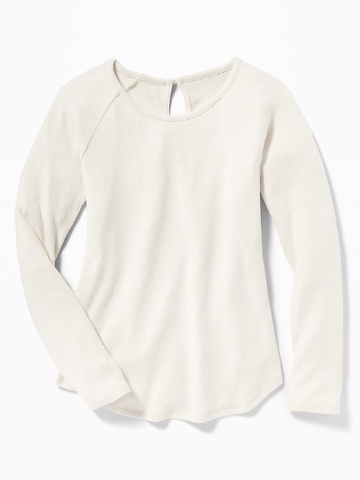View large product image 1 of 1. Plush-Knit Raglan-Sleeve A-Line Top for Girls