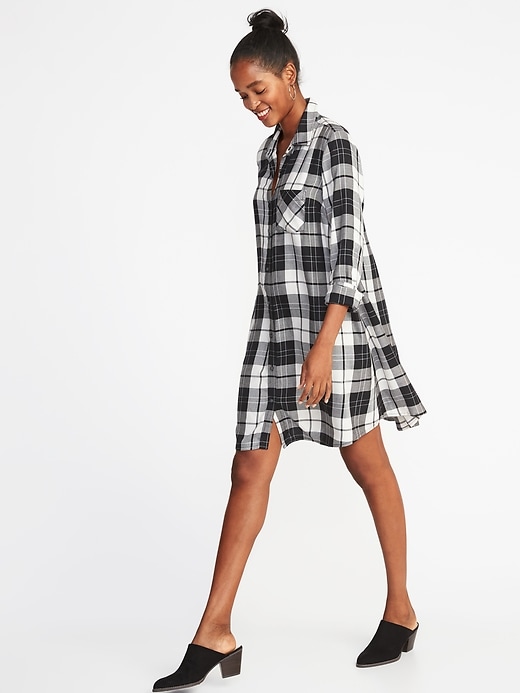 Image number 1 showing, Plaid Swing Shirt Dress for Women