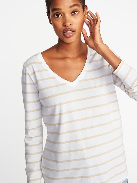 Image number 4 showing, EveryWear Striped V-Neck Tee for Women