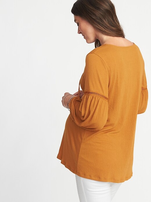 Image number 2 showing, Maternity Crinkle-Jersey Lace-Trim Top