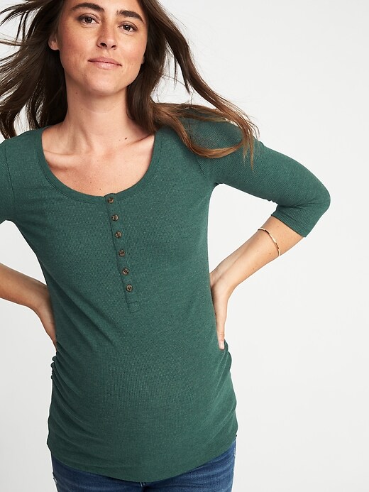 Image number 4 showing, Maternity Fitted Rib-Knit Henley