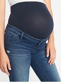 View large product image 3 of 3. Maternity Premium Full Panel Raw-Edge Rockstar Jeans