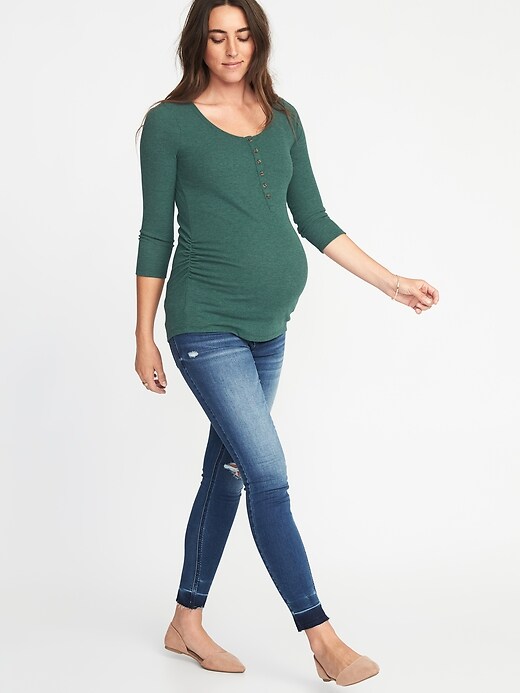 Image number 3 showing, Maternity Fitted Rib-Knit Henley