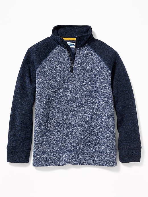 View large product image 1 of 1. Color-Blocked Sweater-Fleece 1/4-Zip Pullover for Boys