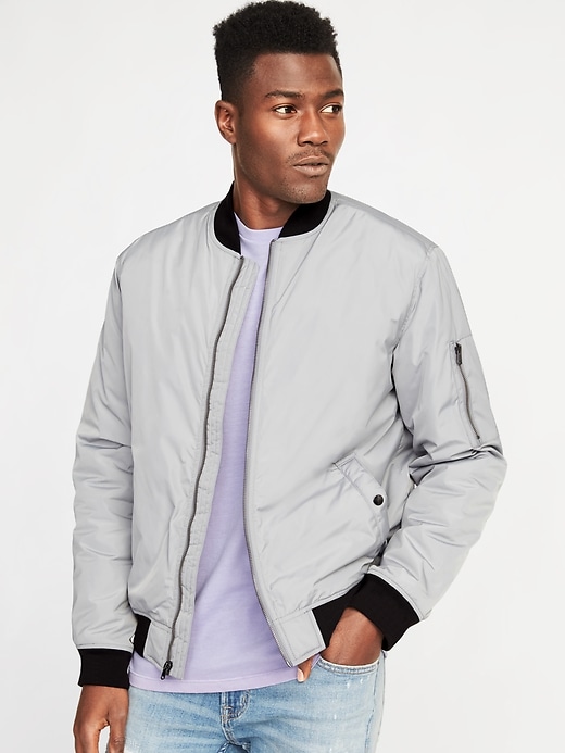 View large product image 1 of 1. Water-Resistant Nylon Bomber Jacket