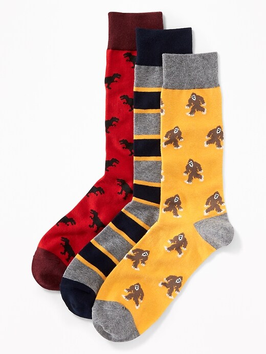 View large product image 1 of 1. Novelty-Print Sock 3-Pack Men
