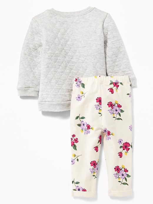 View large product image 2 of 2. Quilted Sweatshirt and Floral Leggings Set for Baby
