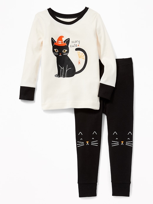 View large product image 1 of 1. "Scary Cute" Black Cat Sleep Set for Toddler Girls & Baby
