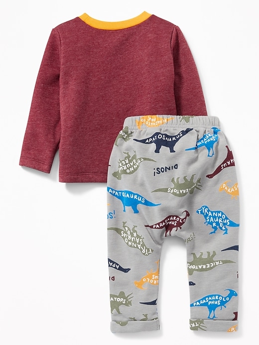 View large product image 2 of 2. Dinosaur-Graphic Sweatshirt and Leggings Set for Baby