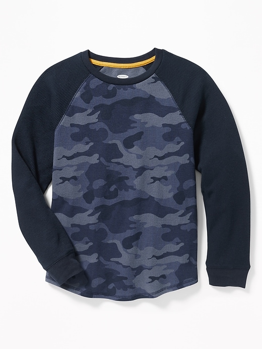 Color-Blocked Thermal-Knit Raglan Tee For Boys | Old Navy
