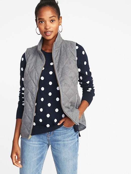 Grey quilted vest womens best sale