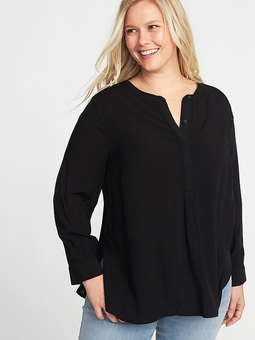 View large product image 1 of 1. Plus-Size Popover Tunic
