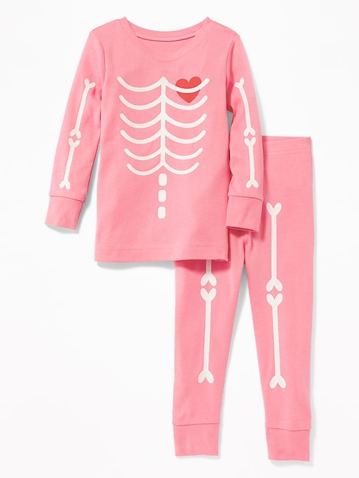 View large product image 1 of 2. Glow-in-the-Dark Skeleton Sleep Set for Toddler Girls & Baby