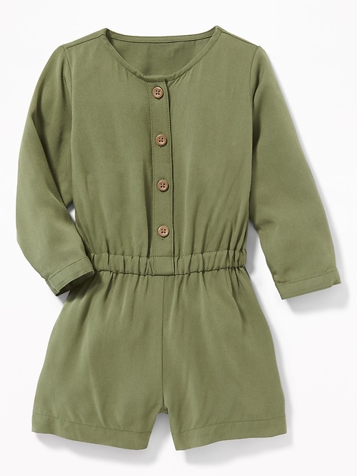 View large product image 1 of 2. Cinched-Waist Button-Front Utility Romper for Baby