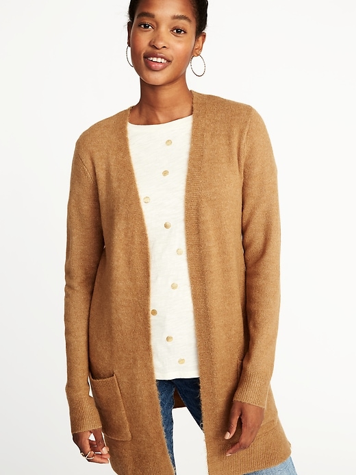 Image number 3 showing, Plush-Knit Long-Line Open-Front Sweater for Women