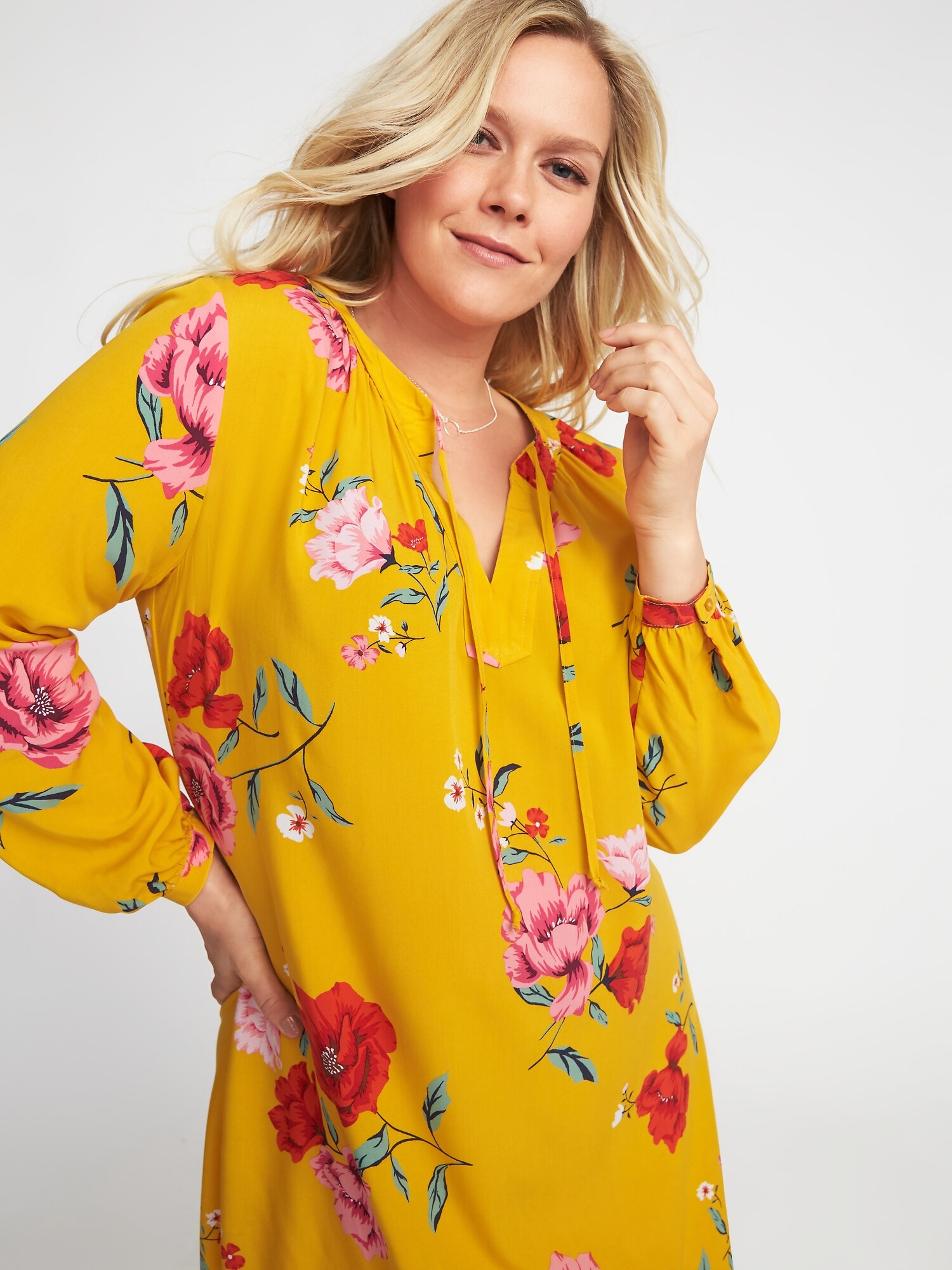 Plus Size Split Neck Floral Swing Dress Old Navy 2186