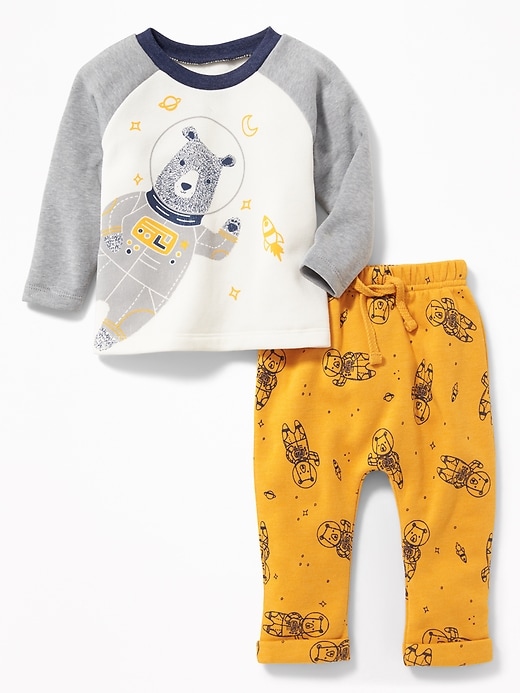 View large product image 1 of 2. Bear-Graphic Sweatshirt and Pants Set for Baby