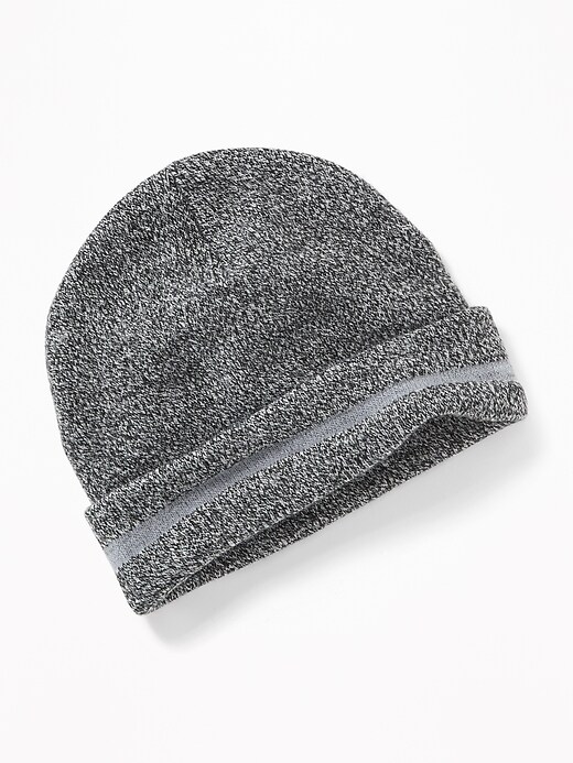 View large product image 1 of 1. Lightweight Marled Reflective-Trim Beanie For Boys