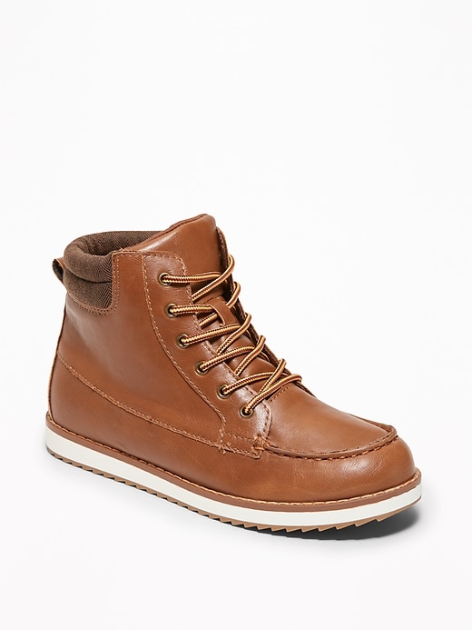 View large product image 1 of 1. Faux-Leather Moccasin Boots for Boys