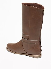 View large product image 3 of 3. Tall Faux-Leather Buckled Boots for Girls