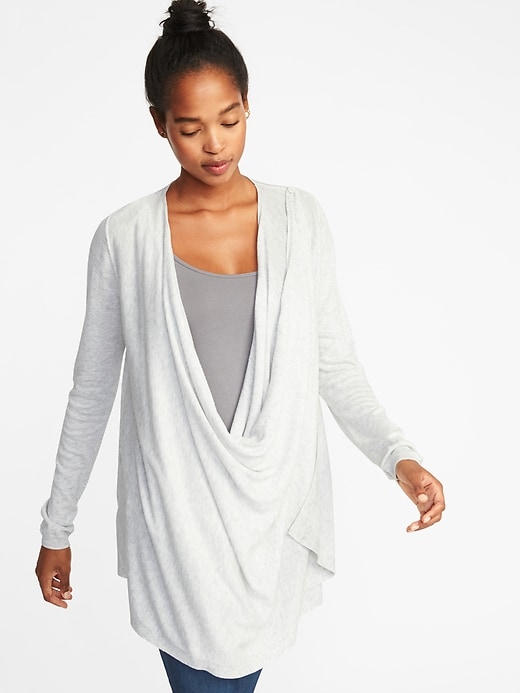 Image number 1 showing, Maternity Extra-Long Open-Front Nursing Sweater