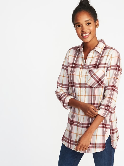 View large product image 1 of 1. Relaxed Twill Tunic Shirt for Women
