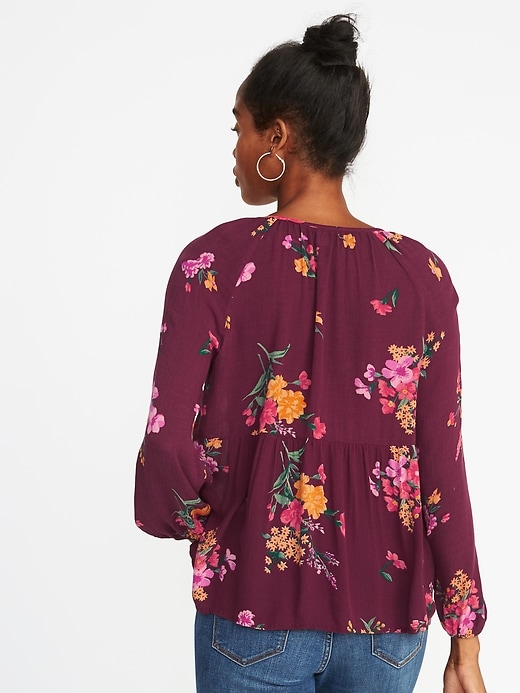 Image number 2 showing, Floral-Print Boho Swing Blouse for Women