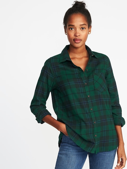 Relaxed Plaid Twill Classic Shirt for Women | Old Navy
