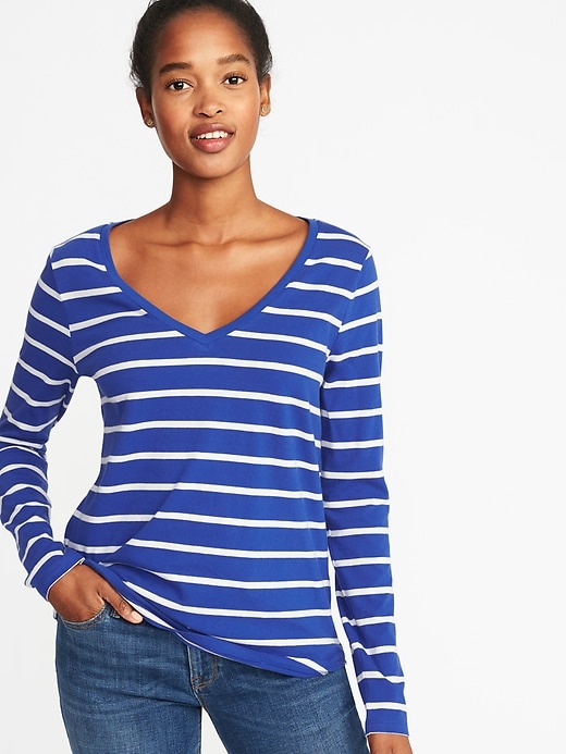 View large product image 1 of 1. EveryWear Striped V-Neck Tee for Women