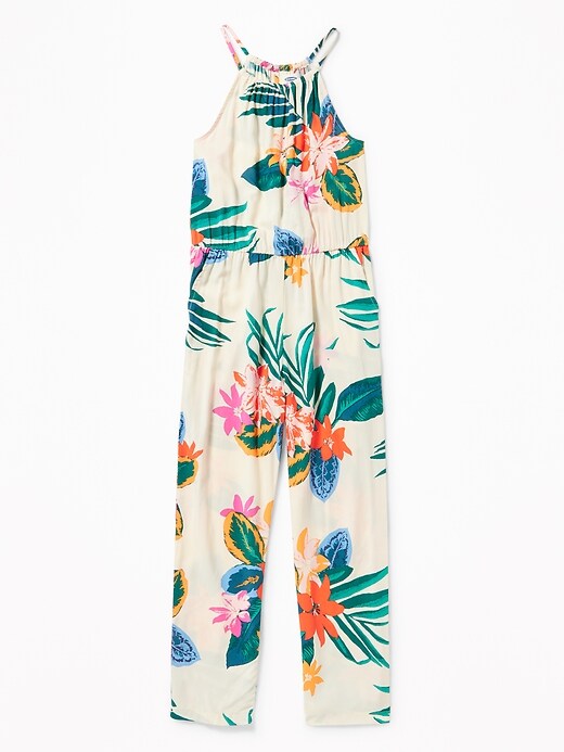 View large product image 1 of 1. Suspended-Neck Printed Jumpsuit for Girls