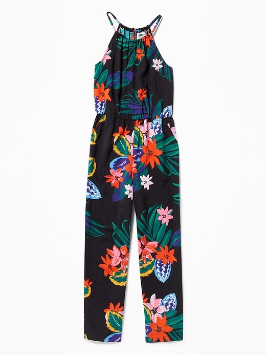 View large product image 1 of 1. Suspended-Neck Printed Jumpsuit for Girls