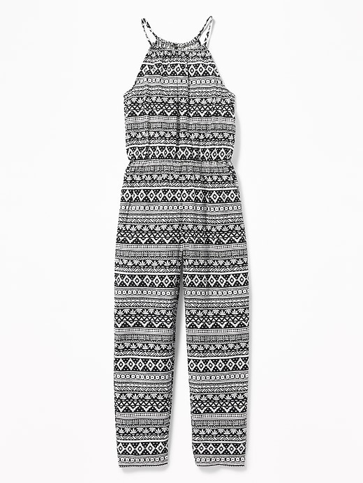 View large product image 1 of 3. Suspended-Neck Printed Jumpsuit for Girls