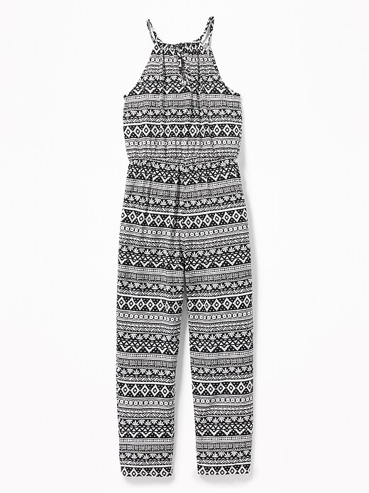 View large product image 2 of 3. Suspended-Neck Printed Jumpsuit for Girls