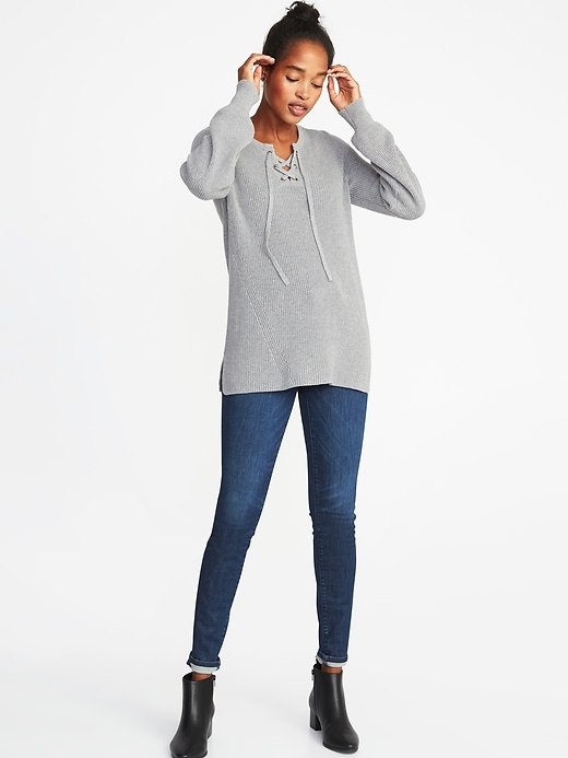 Image number 3 showing, Lace-Up Sweater for Women