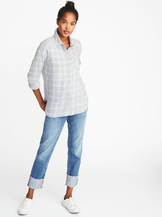 Image number 3 showing, Relaxed Plaid Twill Classic Shirt for Women