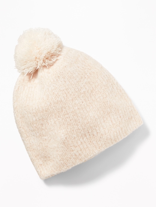 View large product image 1 of 1. Sparkle-Knit Pom-Pom Beanie For Toddler Girls