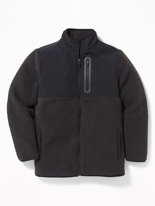 View large product image 1 of 1. Go-Warm Color-Blocked Sherpa Zip Jacket For Boys