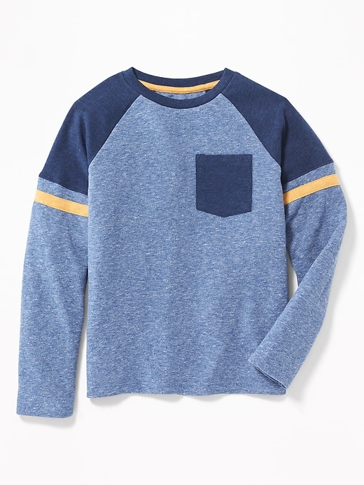 View large product image 1 of 1. Color-Blocked Sweater-Knit Pocket Tee For Boys