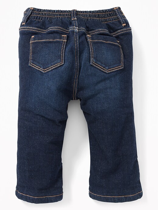 View large product image 2 of 2. Micro-Fleece-Lined Straight Jeans for Baby