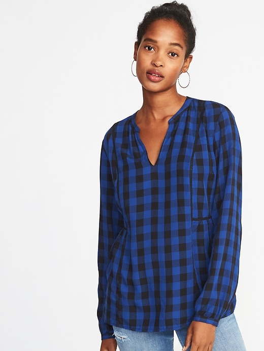 Image number 1 showing, Checked Swing Blouse for Women